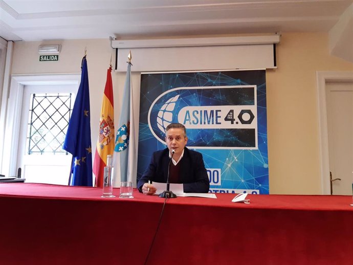 O secretario xeral da Asociación de Industriais Metalúrxicos de Galicia (Asime), Enrique Mallón, nunha rolda de prensa en xaneiro de 2021
