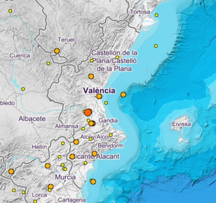 Terremotos en la Comunitat Valenciana en los últimos 30 días