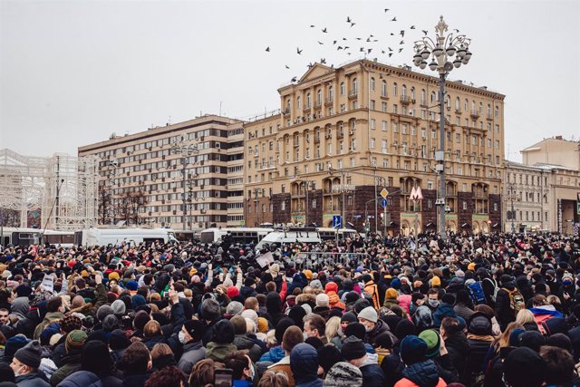 Manifestació a Moscou en protesta per la detenció de l'opositor Aleksei Navalni