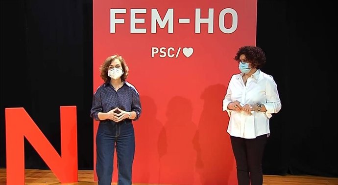 La vicepresidenta del Gobierno central, Carmen Calvo, en el acto de inicio de campaña electoral del PSC para el 14F.
