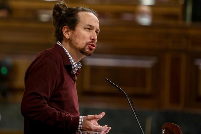 El vicepresidente segundo y líder de Unidas Podemos, Pablo Iglesias, interviene en una sesión plenaria en el Congreso de los Diputados, en Madrid (España), a 2 de diciembre de 2020. 