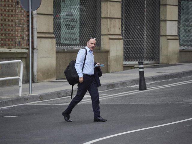 El consejero de Desarrollo Economico y Empresarial del Gobierno de Navarra, Manu Ayerdi, en una imagen de archivo, dirigiéndose al Parlamento de Navarra.