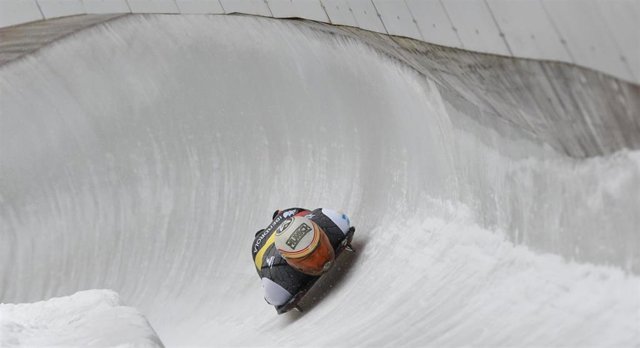 El piloto español de skeleton Ander Mirambell en un entrenamiento en Innsbruck (Austria)