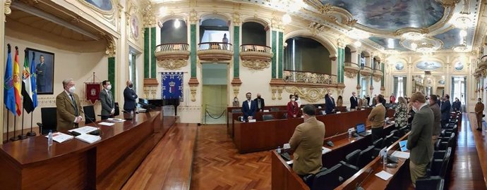Minuto de silencio del pleno de la Diputación de Badajoz por los fallecimientos de Rosario Cordero y Miguel Celdrán