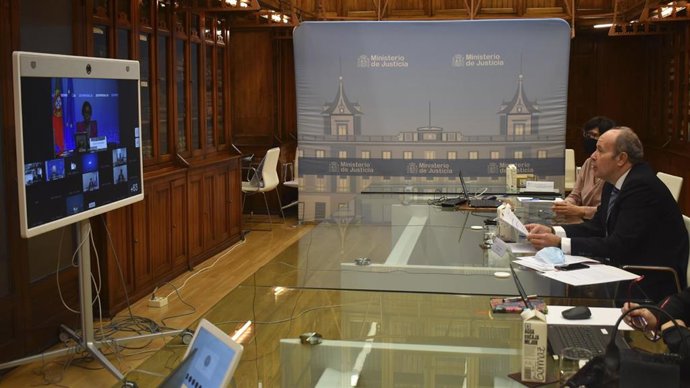 El ministro de Justicia, Juan Carlos Campo, participa por videoconferencia en el Consejo informal de ministros de Justicia e Interior de la UE
