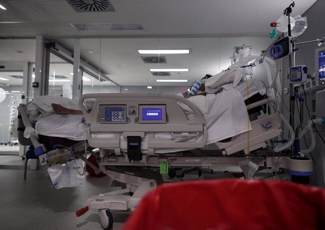 Un enfermo en una cama de la UCI del Hospital de Emergencias Isabel Zendal, Madrid 