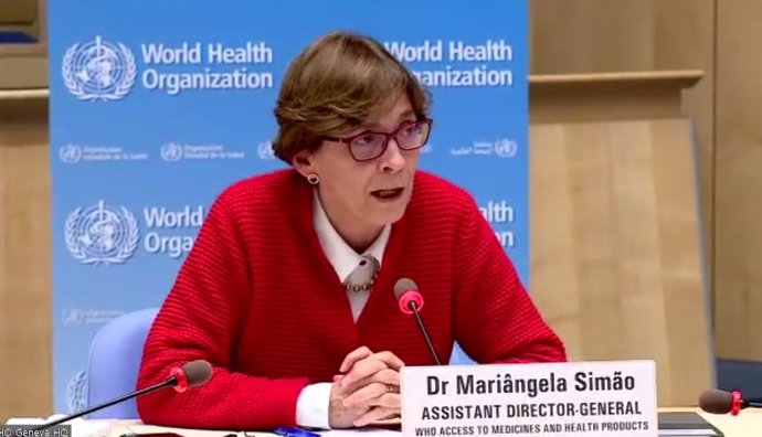 La subdirectora de la Organización Mundial de la Salud (OMS) para el Acceso a los Medicamentos y Productos Sanitarios, Mariangela Simao, en rueda de prensa este viernes, Ginebra (Suiza), a 29 de enero de 2021.