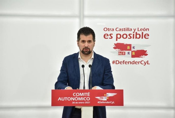El secretario general del PSOE de Castilla y León, Luis Tudanca, durante su intervención en el Comité Autonómico.