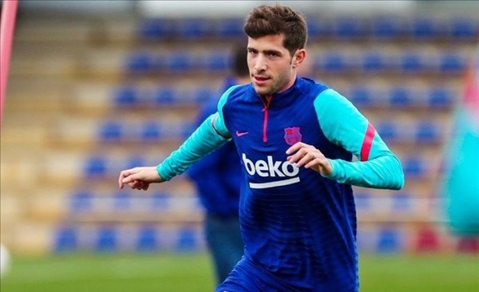 Sergi Roberto en un entrenamiento del FC Barcelona