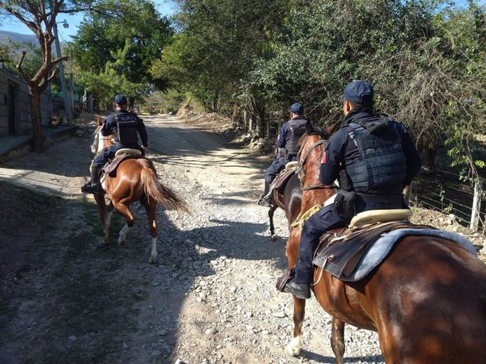 Policía a caballo en el estado de Tamaulipas, en México