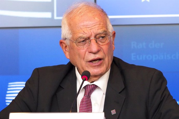 Josep Borrell en una roda de premsa a Luxemburg