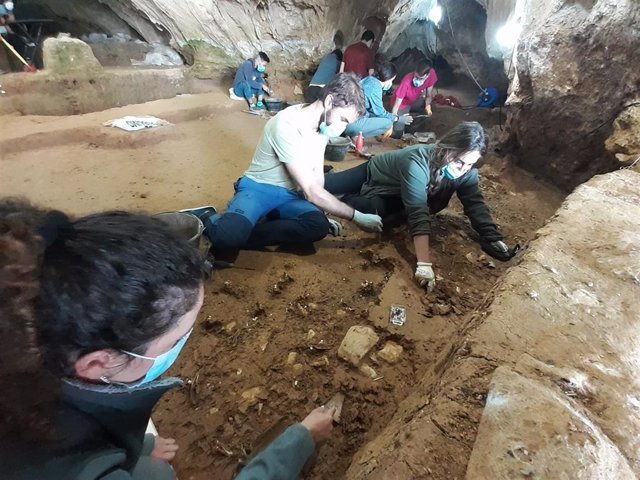 Campaña de excavación en la cueva de Prado Vargas, en la provincia de Burgos.