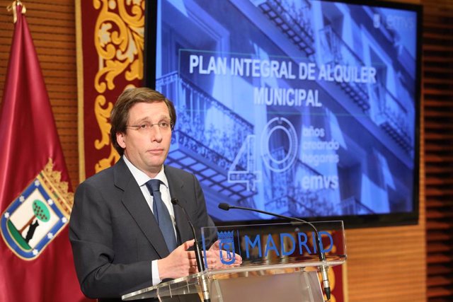 El alcalde de Madrid, José Luis Martínez-Almeida en la presentación del nuevo Plan Integral de Alquiler Municipal
