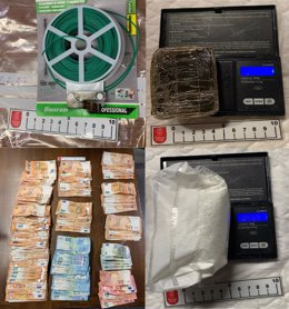 Dinero y droga intervenidos en Ansoáin.