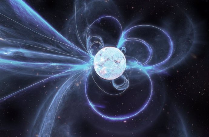 Impresión artística del magnetar activo Swift J1818.0-1607.