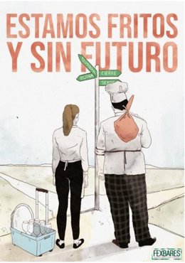 Cartel de la Federación Extremeña de Bares y Restaurantes en protesta por el cierre de sus negocios