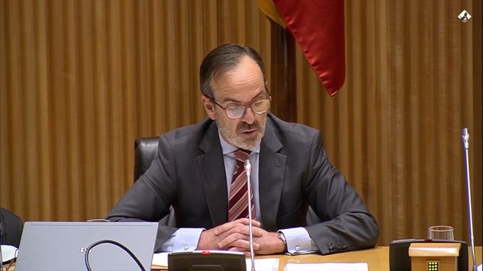 El director general de FIAB, Mauricio García de Quevedo, durante su participación en la  Comisión de Agricultura en el Congreso de los Diputados