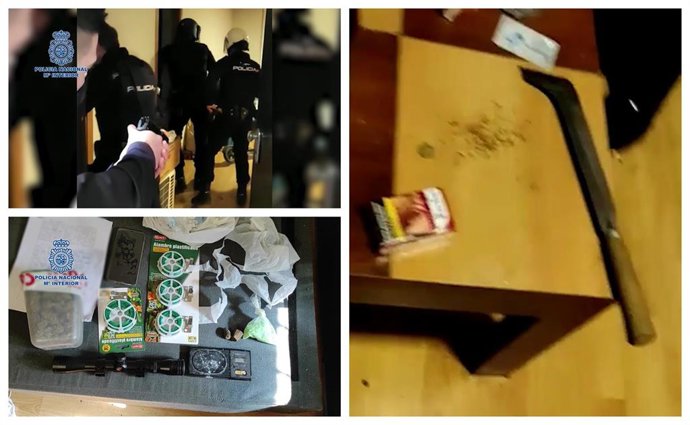 Imágenes del registro domiciliario y de los efectos intervenidos