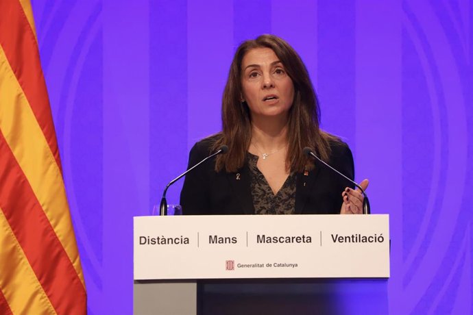 La consellera de Presidencia y portavoz del Govern, Meritxell Budó, en rueda de prensa telemática.