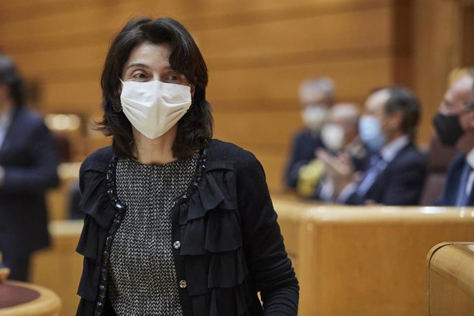 La presidenta del Senado, Pilar Llop, durante una sesión de control al Gobierno en el Senado, en Madrid (España), a 1 de diciembre de 2020. Se trata de la última sesión de control al Ejecutivo del año y, a pesar de no contar con el presidente del Gobier