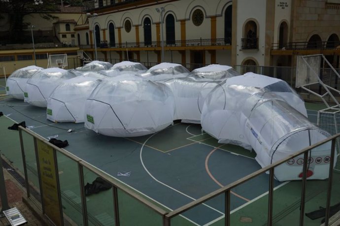 01 February 2021, Colombia, Bogota: A general view of the new isolation booths developed by personnel from Colombia's La Salle University to treat Coronavirus (Covid-19) patients. Photo: ---/colprensa/dpa