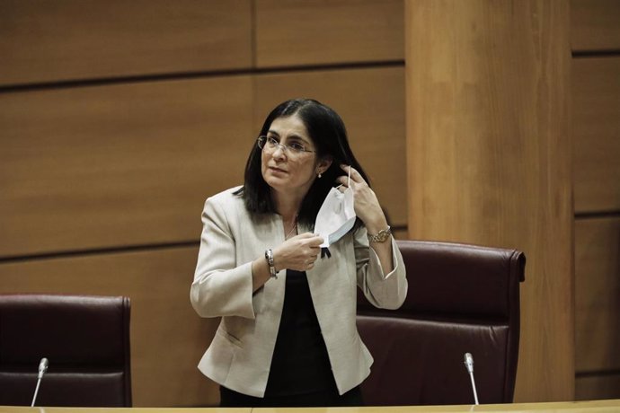 La ministra de Política Territorial y Función Pública, Carolina Darias, minutos antes de su comparecencia en el Senado en Comisión de su departamento. En Madrid (España), a 4 de junio de 2020.