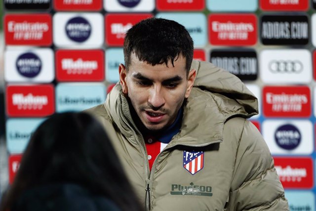 Angel Correa of Atletico de Madrid attends after the spanish league, La Liga Santander, football match played between Real Madrid and Atletico de Madrid at Ciudad Deportiva Real Madrid on december 12, 2020, in Valdebebas, Madrid, Spain