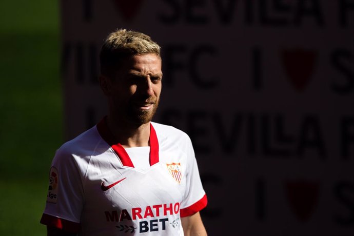 Alejandro Dario "Papu" Gomez presented as a new player for Sevilla Futbol Club at Ramon Sanchez Pizjuan Stadium on January 28, 2021 in Sevilla, Spain.