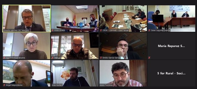Reunión entre las organizaciones empresariales de Soria, Cuenca y Teruel y el secretario de Estado de Telecomunicaciones.