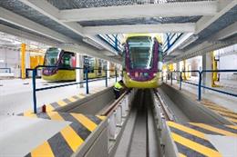 Tranvía de Jaén en cocheras.