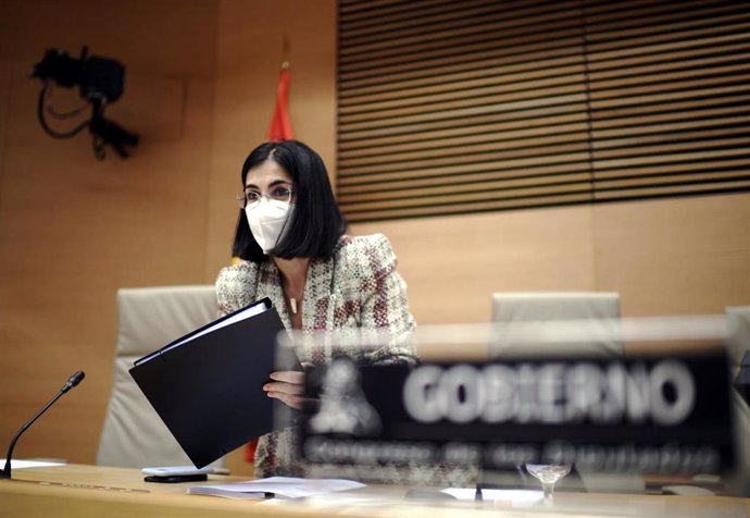 La ministra de Sanidad, Carolina Darias, durante una comparecencia en la Comisión de Sanidad y Consumo, en Madrid, (España)