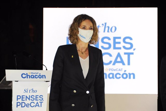 La candidata del PdeCAT a la Presidencia de la Generalitat, Àngels Chacón durante el acto de inicio de campaña del PDeCAT, en el Recinto Modernista Sant Pau, en Barcelona, Catalunya (España), a 28 de enero de 2021. El PDeCAT, tras su ruptura con JxCat com