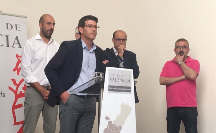 Jorge Rodríguez en la convocatoria en la que anunció su dimisión al frente de la Diputación de Valencia
