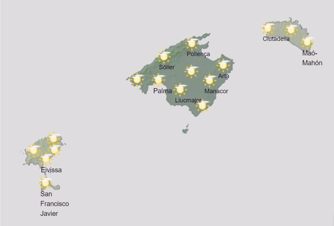 Predicción del tiempo de este miércoles en Baleares.
