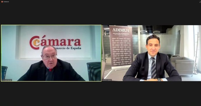 José Luis Bonet, presidente de la Cámara de España y Antonio López, presidente de la Asociación de Directivos de la Región de Murcia.