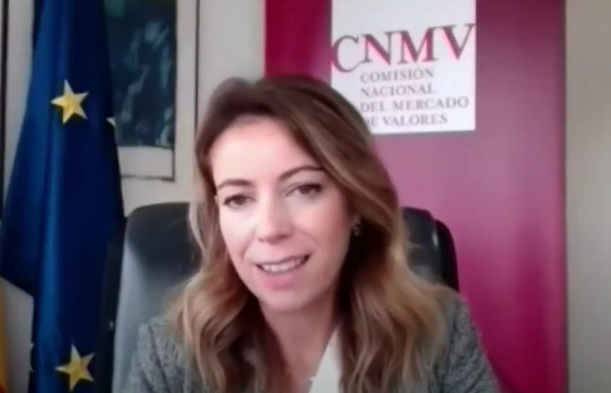 La vicepresidenta de la Comisión Nacional del Mercado de Valores (CNMV), Montserrat Martínez Parera, en la clausura del concurso de comunicación audiovisual sobre educación financiera.
