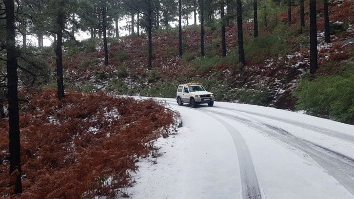 Nieve caída en las cumbres de La Palma