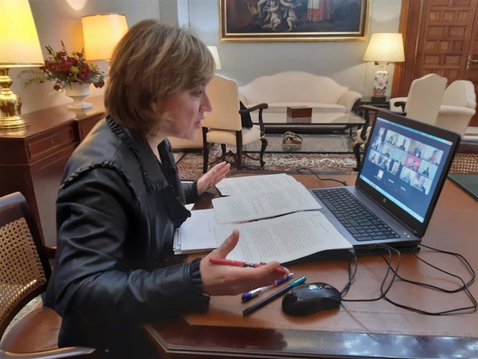 La delegada del Gobierno en Andalucía, Sandra García, se reúne con el Consejo Andaluz de Cámaras de Comercio, Industria y Navegación de Andalucía.