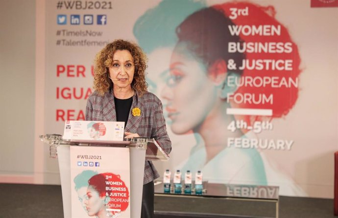 La consellera de Justícia, Ester Capella, en el 'III Women Business & Justice European Forum', el 4 de febrer del 2021.
