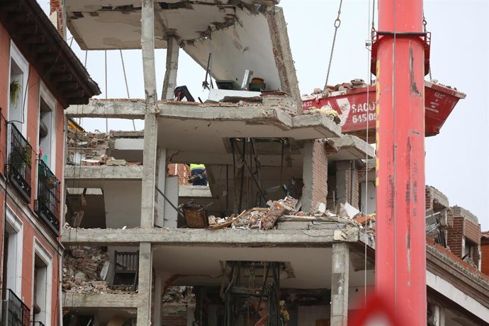 Plantas del edificio que el pasado miércoles sufrió una explosión, en la calle Toledo, Madrid, (España), a 23 de enero de 2021. El Ayuntamiento de Madrid prevé que los trabajos de desmontaje del edificio donde se causó una explosión durarán al menos dos