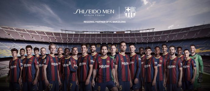 Imagen promocional de la alianza entre el FC Barcelona y Shiseido Men, vigente hasta diciembre de 2022