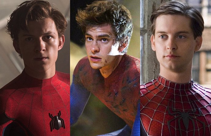 Tom Holland, Andrew Garfield y Tobey Maguire, los tres Spider-Man del cine
