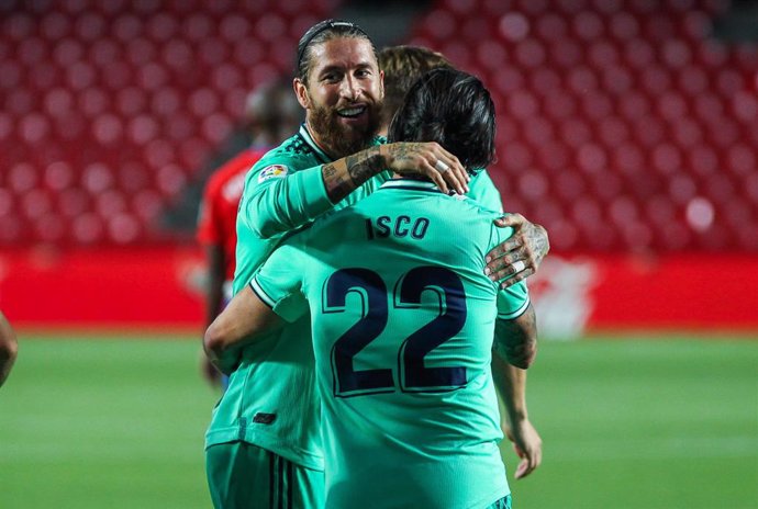 Sergio Ramos e Isco celebran un gol del Real Madrid