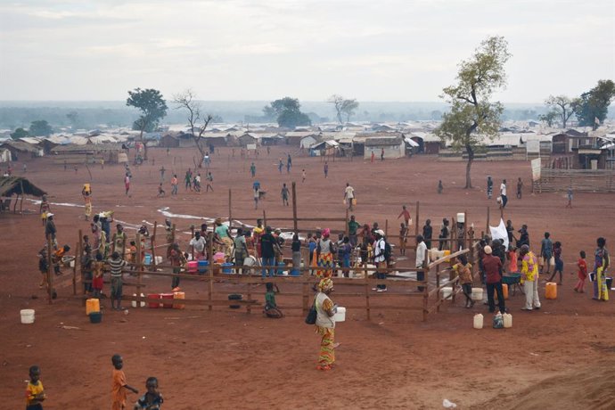 Campo de personas desplazadas en Bria, República Centroafricana