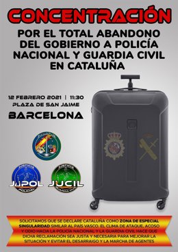 Cartel de la concentración en Barcelona el viernes 12 de febrero.