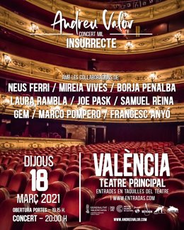 Andreu Valor conmemorará sus primeros mil conciertos con una actuación en el Teatre Principal de Valncia