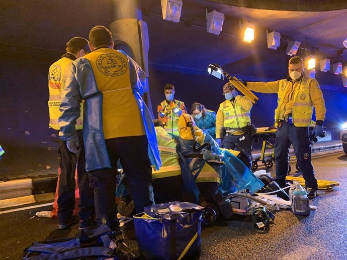 SAMUR-Protección Civil en el lugar del suceso