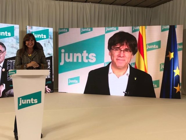 La candidata de Junts a las elecciones, Laura Borràs, y el expte.C.Puigdemont