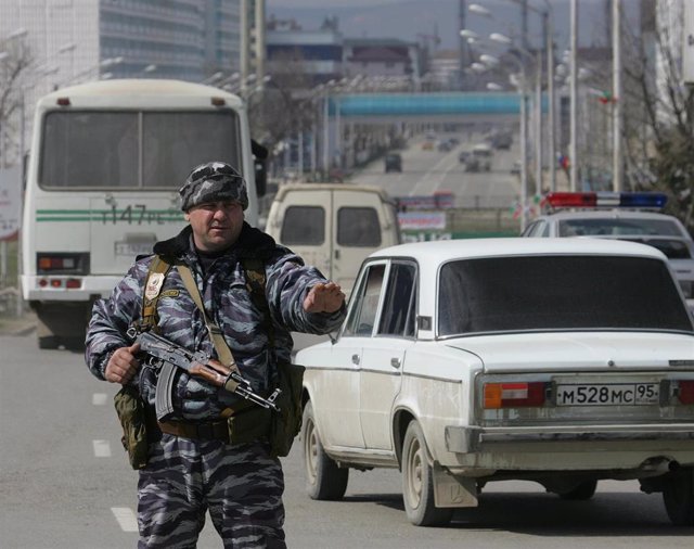 Policía en Grozni, Chechenia, Rusia