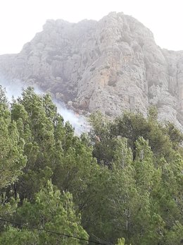 Foto del incendio en la finca de Ariant (Pollena). A fecha del sábado, 6 de febrero, en Baleares.